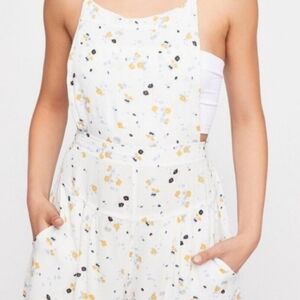 Free People White Floral Shortalls/ Rompers